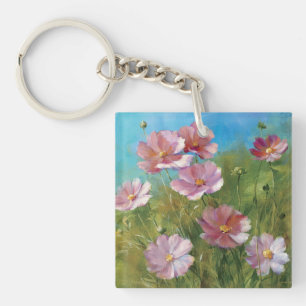 En rosa blommigtträdgård