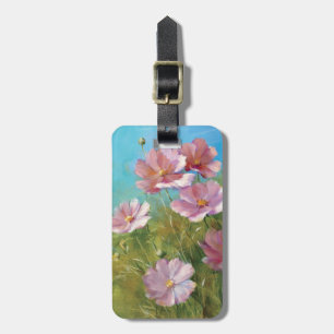 En rosa blommigtträdgård bagagebricka