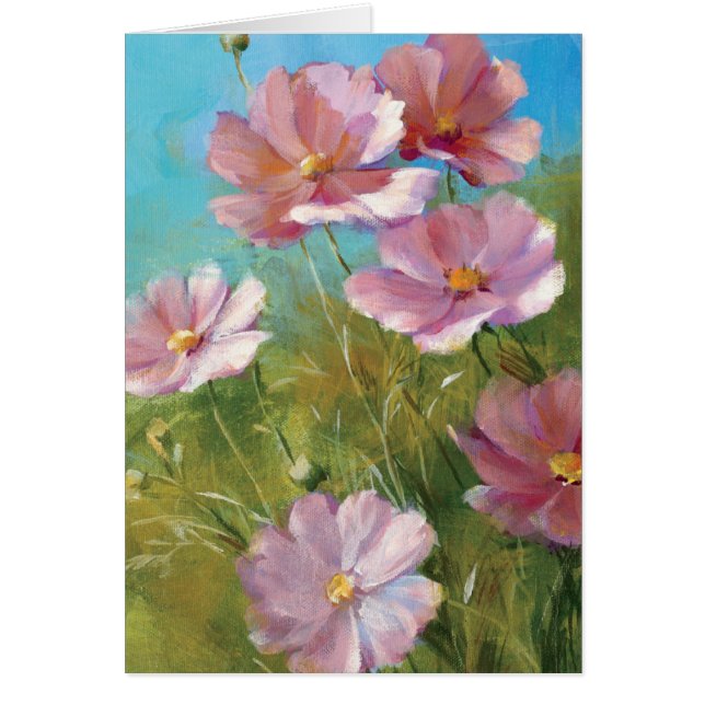 En rosa blommigtträdgård hälsningskort (Framsidan)