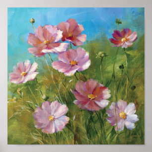 En rosa blommigtträdgård poster