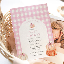 En Rosa Bow Pumpkin Baby Shower Arch Inbjudningar