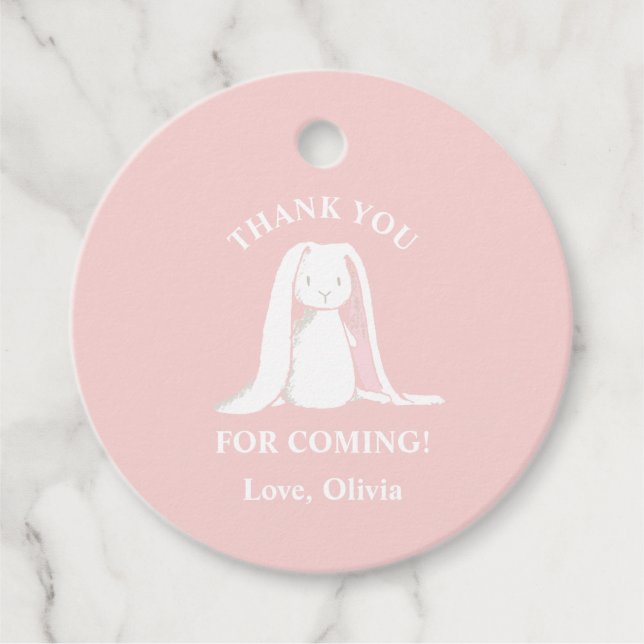 En Rosa Gingham Birthday Papper Platt Gåvor Etiketter (Framsida)