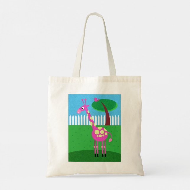 En Rosa Giraffe Lives i min backyard Tote Bag Tygkasse (Baksida)