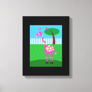 En Rosa Giraffe Lives på min bakgård Wrapped Canva Canvastryck