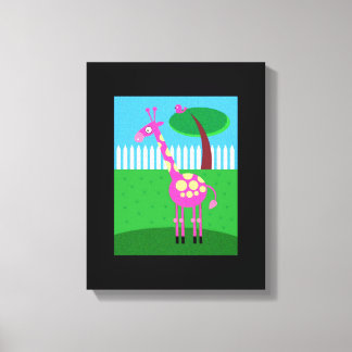 En Rosa Giraffe Lives på min bakgård Wrapped Canva Canvastryck
