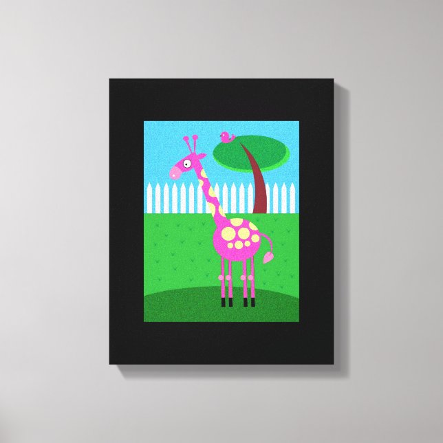 En Rosa Giraffe Lives på min bakgård Wrapped Canva Canvastryck (Framsida)