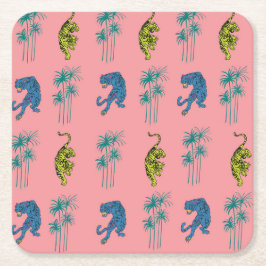 En Rosa Jungle Underlägg Papper Kvadrat