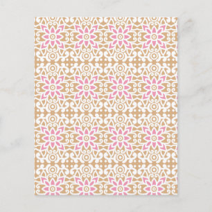 en rosa och vit blomma mönster på en bruna backgro flygblad
