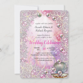 En Rosa och vit marmor Avslutar med Brushed Guld Inbjudningar