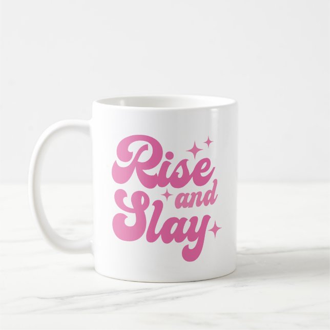 En rosa-retroStiga upp och Slay Kaffemugg (Vänster)