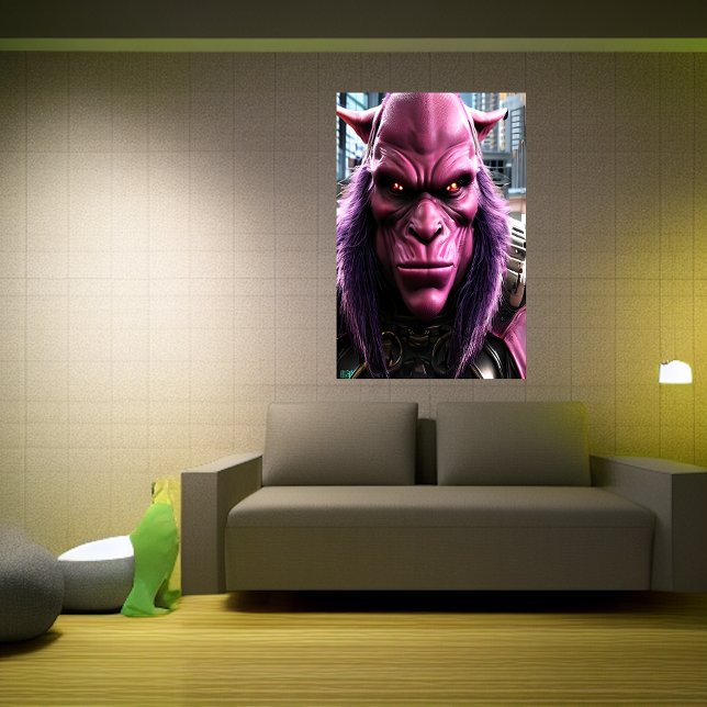 En Rosa utlänning med lila hår | AI Art Poster (Skapare uppladdad)