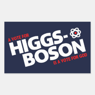 En röst för Higgs-Boson är en röst för Gud! Rektangulärt Klistermärke