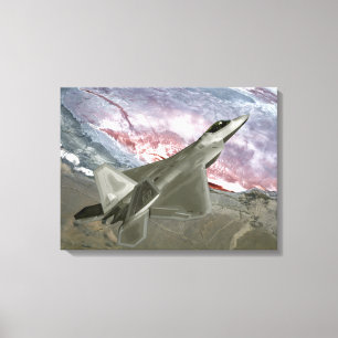 En rovfågel F/A-22 flyger en Canvastryck