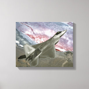En rovfågel F/A-22 flyger en Canvastryck