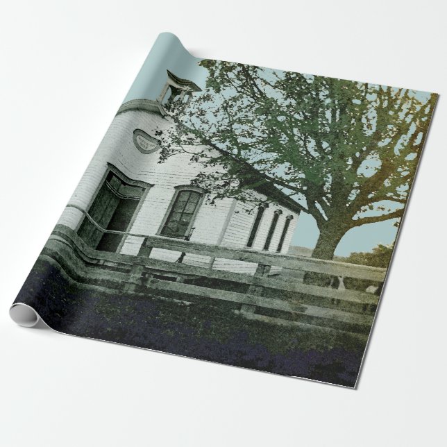 EN RUMSSCHOOL SCHOOLHOUS WATERCOLOR-LÄRARE PRESENTPAPPER (Utrullad)