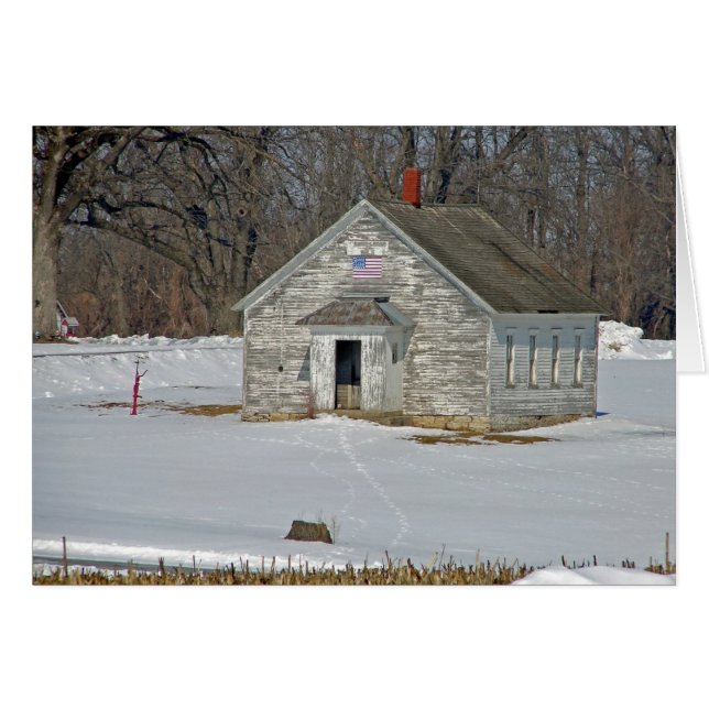 En rumsskola i vinter hälsningskort (Framsidan Horizontal)