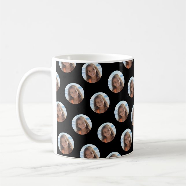 En rund bild med svart kaffemugg (Vänster)