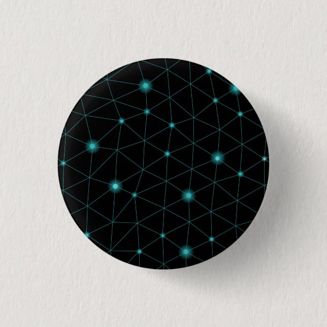 En rund, svart knapp har ett geometriskt mönster (Framsida)