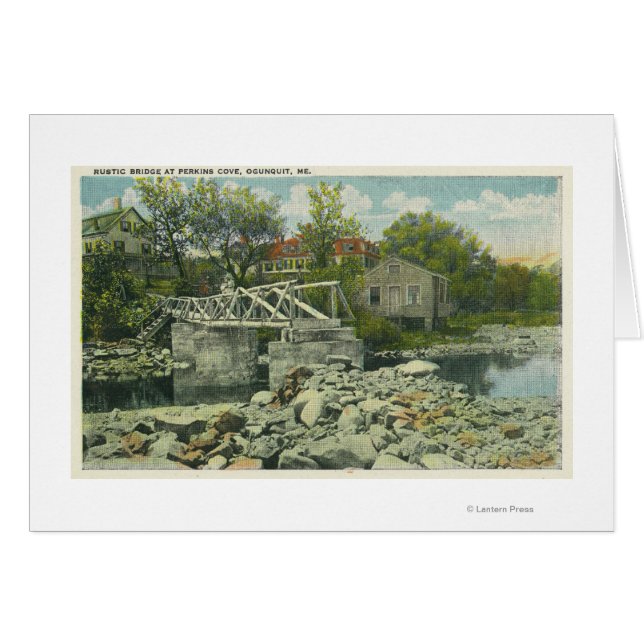 En Rustic Bridge på Perkins Cove Scene Hälsningskort (Framsidan Horizontal)