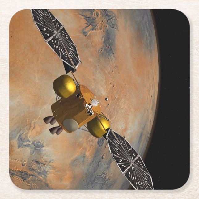 En rymdfarkoster som orkar Mars. Underlägg Papper Kvadrat (Framsidan)