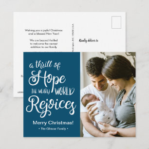 En rysning av hopp Blå jul bebis Helg Vykort