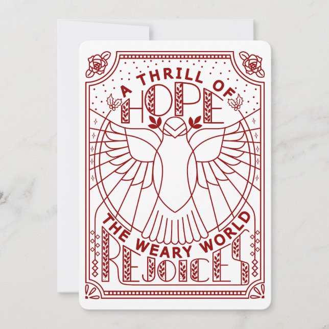 En rysning av hopp, Den trötta världen gläds Julkort (Framsida)