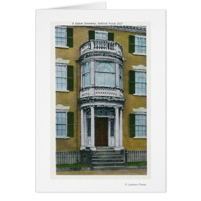 En Safford Porch, en Salem Doorway Hälsningskort (Framsidan)