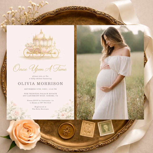 En saga om en prinsessa Foto Bebis firande Inbjudningar (Skapare uppladdad)