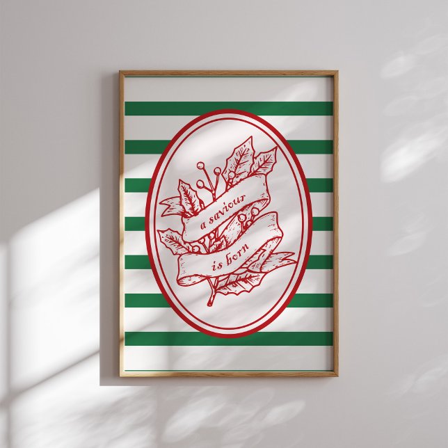 En sajt är född på Red Holly Banner-jul Poster (Skapare uppladdad)