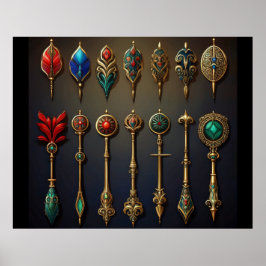 En samling antika pilar poster