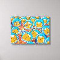 En samling av katstronauter i Cute Illustration