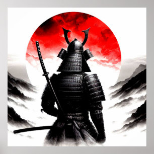 En Samurai-krigare i traditionell armor Poster