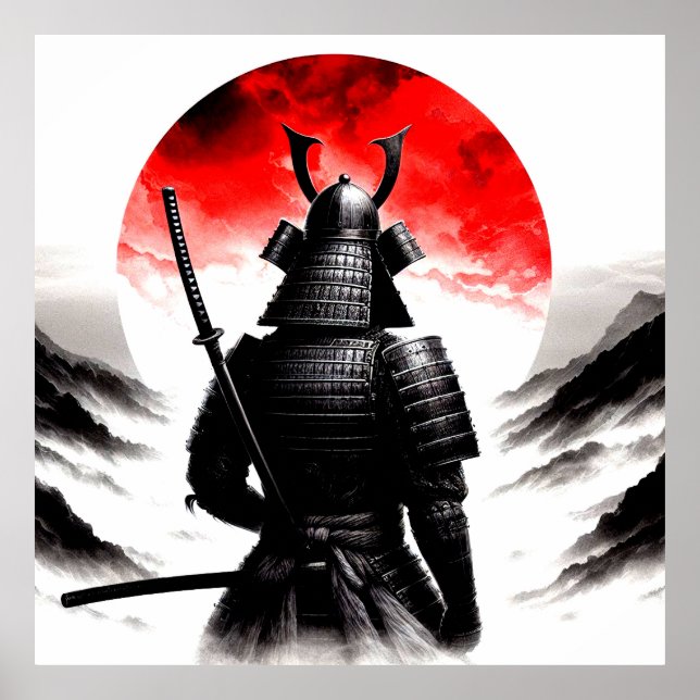 En Samurai-krigare i traditionell armor Poster (Framsidan)