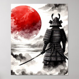 En Samurai-krigare i traditionell armor Poster