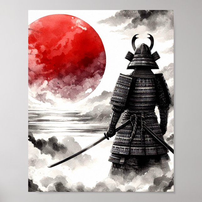 En Samurai-krigare i traditionell armor Poster (Framsidan)