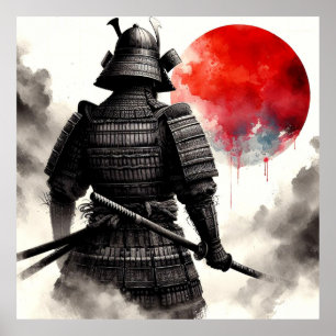 En Samurai-krigare i traditionell armor Poster