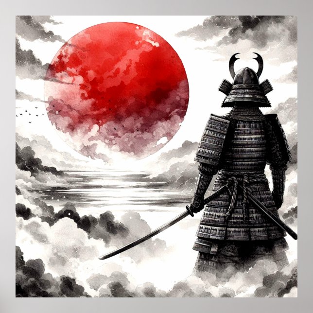 En Samurai-krigare i traditionell armor Poster (Framsidan)
