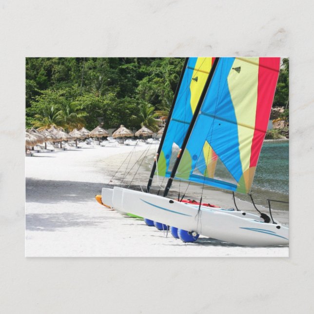 En sandstrand på ön Saint Lucia Vykort (Framsida)