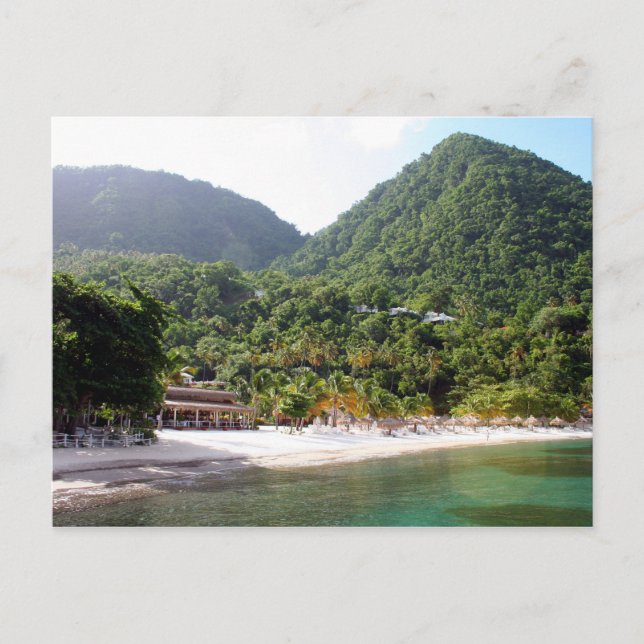 En sandstrand på ön Saint Lucia Vykort (Framsida)