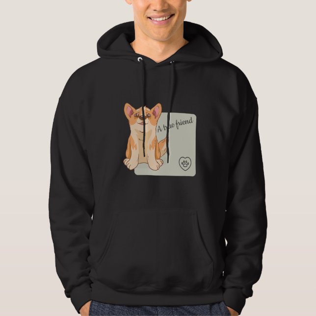 En sann vän Welsh Corgi Hoodie (Framsida)
