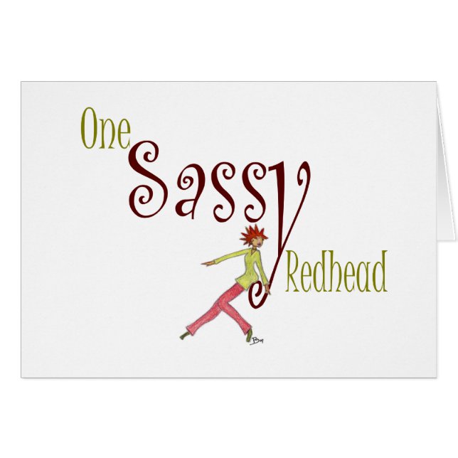 En Sassy rödhårig Hälsningskort (Framsidan Horizontal)
