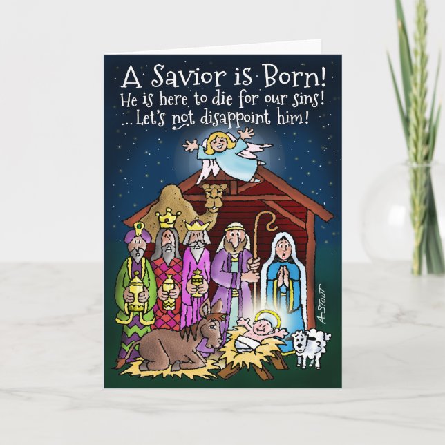 En Savior är Born! - Helgdag-kort Helgkort (Framsida)