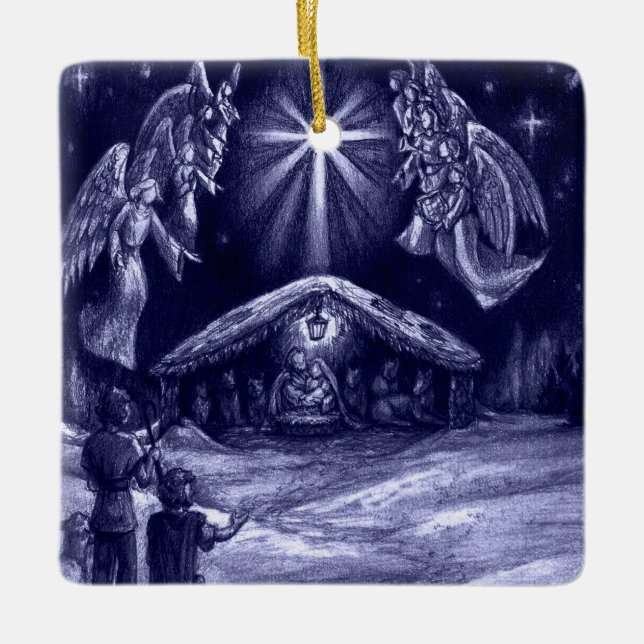 En Savior är Born! Julgransprydnad Keramik (Framsida)