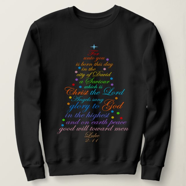 En Savior är Born Luke 2-11 Julgran Shirts T Shirt (Design framsida)