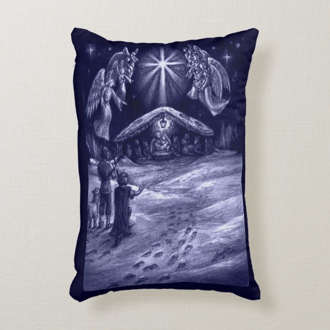 En Savior är Born! Prydnadskudde (Framsidan(Vertikal))