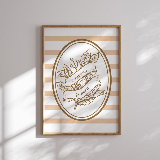 En Savior är född Neutralt Holly Banner-jul Poster (Skapare uppladdad)