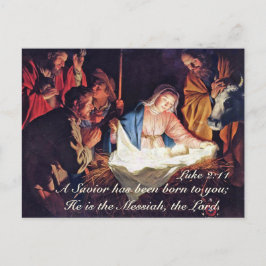 En Savior har blivit Born Luke 2:11 jultomhet Helg Vykort