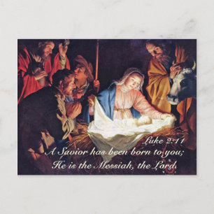 En Savior har blivit Born Luke 2:11 jultomhet Helg Vykort
