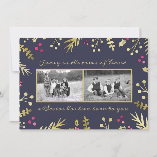En Savior har fötts på Religiösans julfoto Julkort (Framsida)