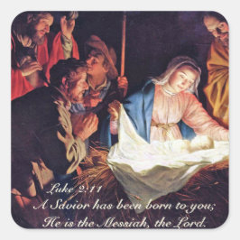 En Savior har varit Born, Luke 2-jultomativitet Fyrkantigt Klistermärke